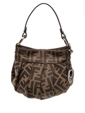 Fendi Brown Zucca FF Canvas chef mini vintage bag with Logo Charm